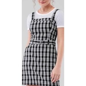 Hollister Plaid Mini‎ Dress Sleeveless Black White Casual Size M